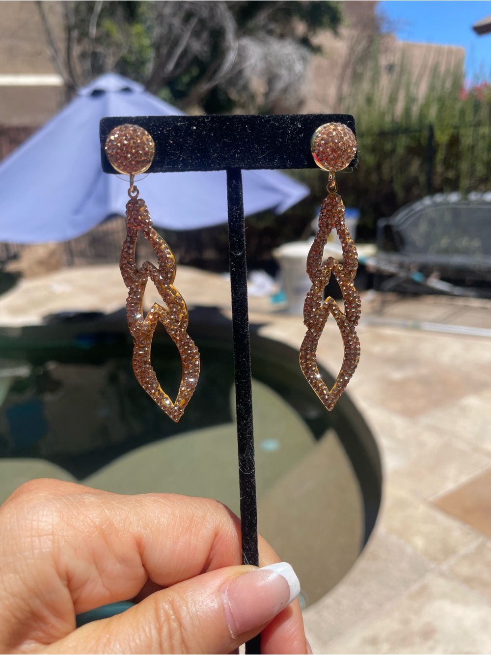 Gold-Tone Hematite Crystal Dangle Earrings - Women Jewelry